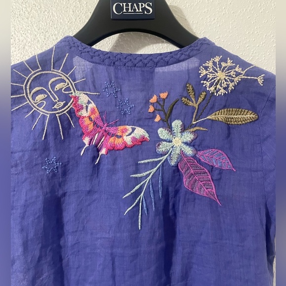 Johnny Was floral embroidered Nila blue tunic button  dress XXS fits XS/S - Picture 10 of 15